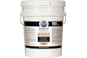 MARLIN COATINGS 100% Silicone Roof Sealant - Self Leveling - Complete Waterproofing - Easy One Coat Application - Designed for Your RV, Camper, Trailer, Commercial Building… (5 Gallon, Tan)