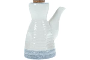 Veemoon Ceramic Soy Sauce Jar with Lid, Small Blue Patterned Vinegar Dispenser Bottle for Kitchen and Bbq