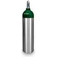 ResOne Portable Aluminum Medical Oxygen Cylinder, D Size, with CGA-870 Post Valve for Medical Use - Non-Sparking, Green Dome, Brushed Finish, 14.3 cf, Ships Empty, Prescription Required to Fill