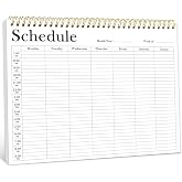 Weekly Schedule Planner - 8.5" x 11" Weekly Schedule Pad, Desk Planner for Home, Work, School, Projects, 52 Weeks, Black