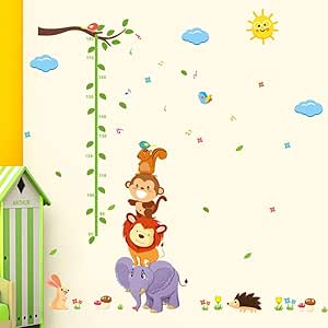 Hhzzhzwscute Elefante León Mono Aves Gráfico De Crecimiento Pegatinas