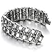 COOLSTEELANDBEYOND Heavy and Study Mens Stainless Steel Biker Skull Bracelet Silver Black Two-Tone Polished