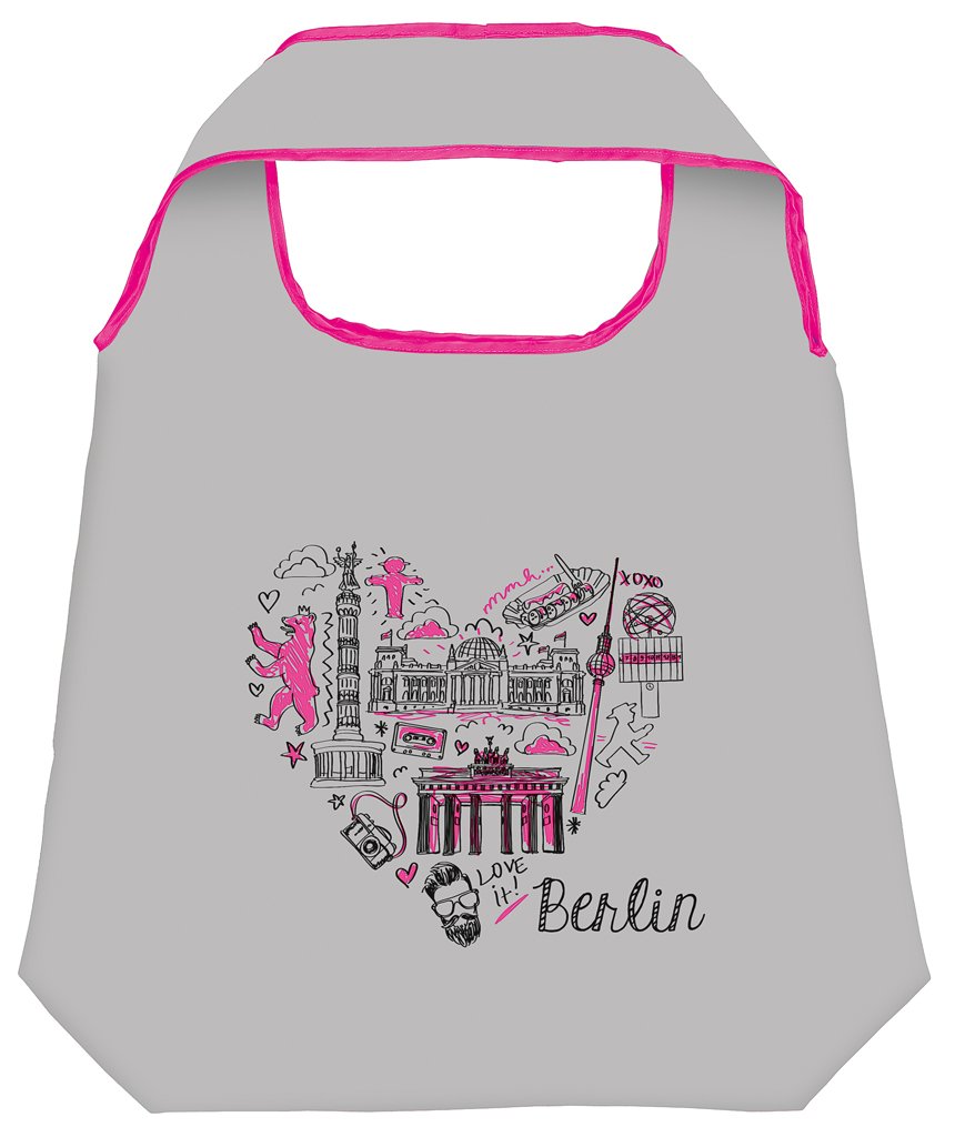 moses Shopper Berlin | Folding Shopping Bag Environmentally Friendly, Reusable, Fabric, Multi Coloured, 70 x 50 x 0.5 cm