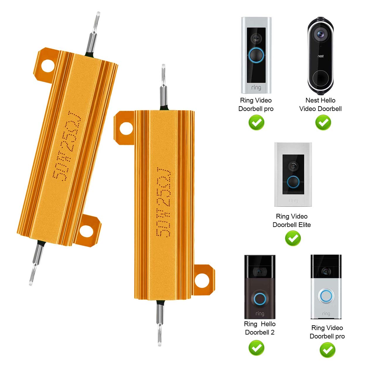 FCHO 50W 25 Ohm Resistor 5 Aluminum Screw Tap Chassis Mounted Case