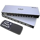 KAGO 8-Port 4K@60Hz HDMI Switcher Box with IR Remote | 8-In 1-Out HDMI Switch,HDR10 &amp; Dolby Vision, 18Gbps HDCP 2.2 Pass-Through, 3D Audio, Aluminum Shell