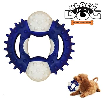 BLACK DOG Dog Toys for Chew Ring Dental Teething Toy for Aggressive Chewers and All Breeds Dogs and Puppies (Color May Vary)