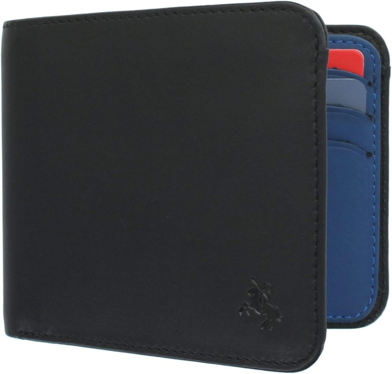 VISCONTI Slim Collection Trim Leather Wallet with RFID and Tap and Go VSL35 Black/Cobalt - Image 3