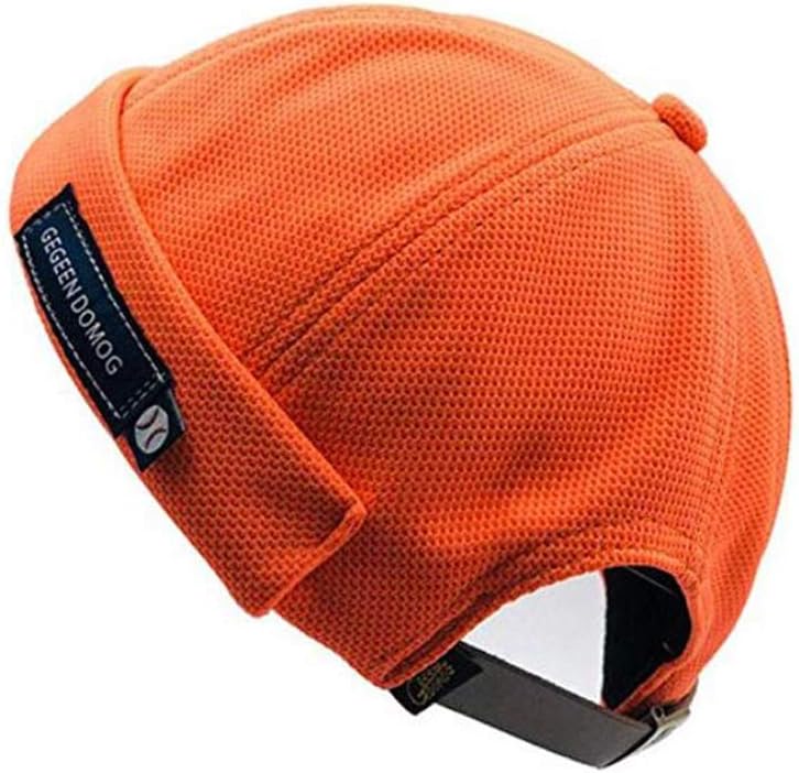 Docker Leon Harbour Hat Watch Cap Breathable Mesh Design Retro Brimless Unisex Visor-Less Sailor Skullcap Beanie Hat (21.6-23.6 inch, Xa-Orange)