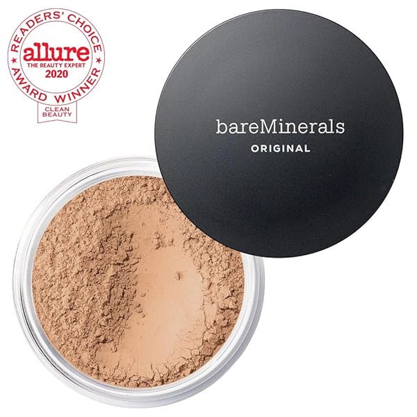 BAREMINERALS ORIGINAL LOOSE POWDER FOUNDATION SPF 15, LIGHTWEIGHT MINERAL LOOSE POWDER FOUNDATION MAKEUP, BUILDABLE COVERAGE, TALC FREE, VEGAN (MEDIUM BEIGE 12)