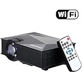 Quarice&reg; LEDプロジェクター【WiFi接続機能搭載 ミニ 家庭用 1080P】物理解像度800*480 1200lm 最大ディスプレイ解像度 1920*1080P　USB/SD/AV/HDMI/VGA/IR対応　ホームシアター/テレビ/ゲーム/映画/動画/パーティーなど リモコン付き（ブラック）