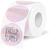 WANGHENG 1.5 Inch Thermal Labels,Holographic Circle Direct Thermal Stickers,for Address Design DIY Logo Business(300 pcs/Pink dots)