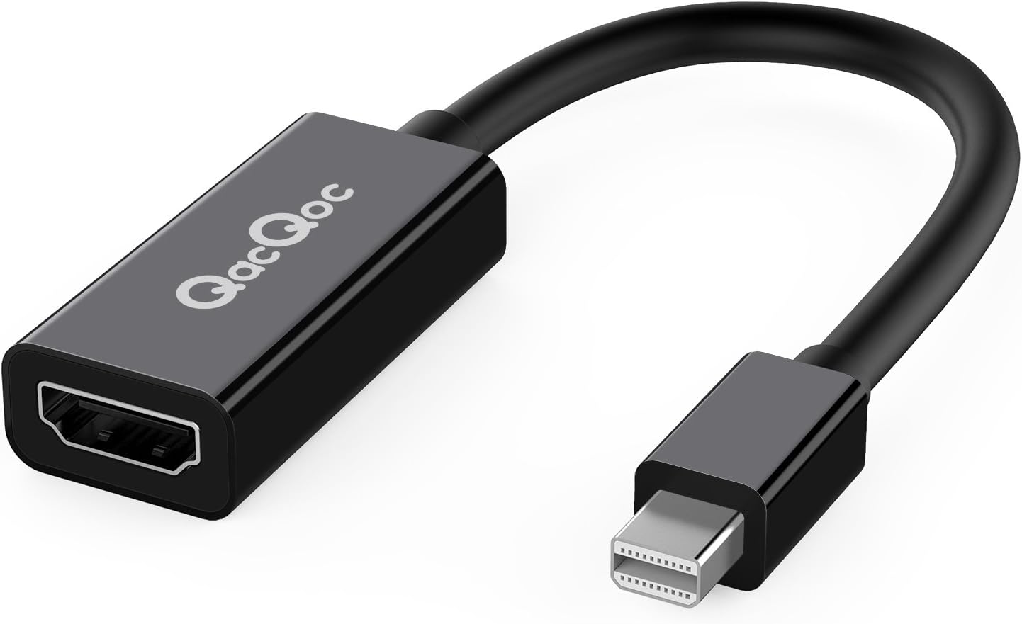 Displayport to HDMI Adapter (4K@30Hz), QacQoc Mini Displayport Male to HDMI Female Adapter, DP to HDMI Adaptor for MacBook Air, iMac, MacBook Pro, Surface Pro, Aluminum/Black