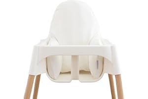Yeah Baby Goods Vegan Leather Soft Baby High Chair Cover (White) - Fits IKEA ANTILOP Highchair Cushion - Wipeable, Waterproof Cushion Cover for High Chair - High Chair Accessories (Cover Only)