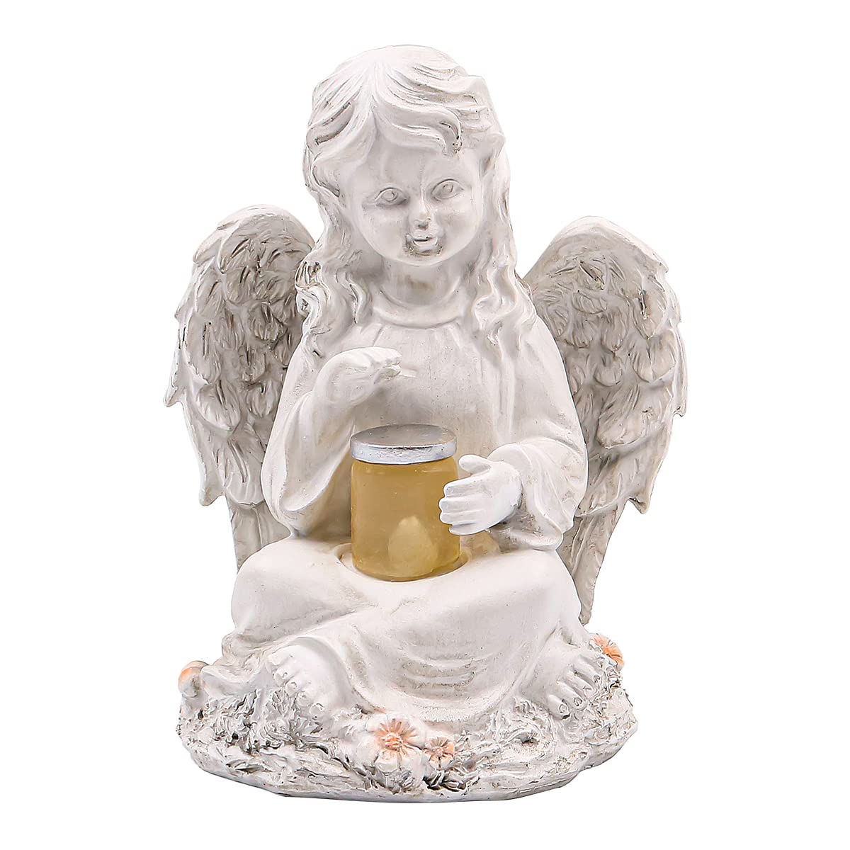 NUZAMAS Solar Powered Garden Ornaments, Decorative Fairy Statue with Solar Lantern Light Outdoor Garden Decoration Ornament Table Top Sculpture Lighting Waterproof Lamp