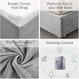 DUJUIKE Divan Bed Base Cover Velvet Elastic Fit Super King 200-210cm Light Grey view 2