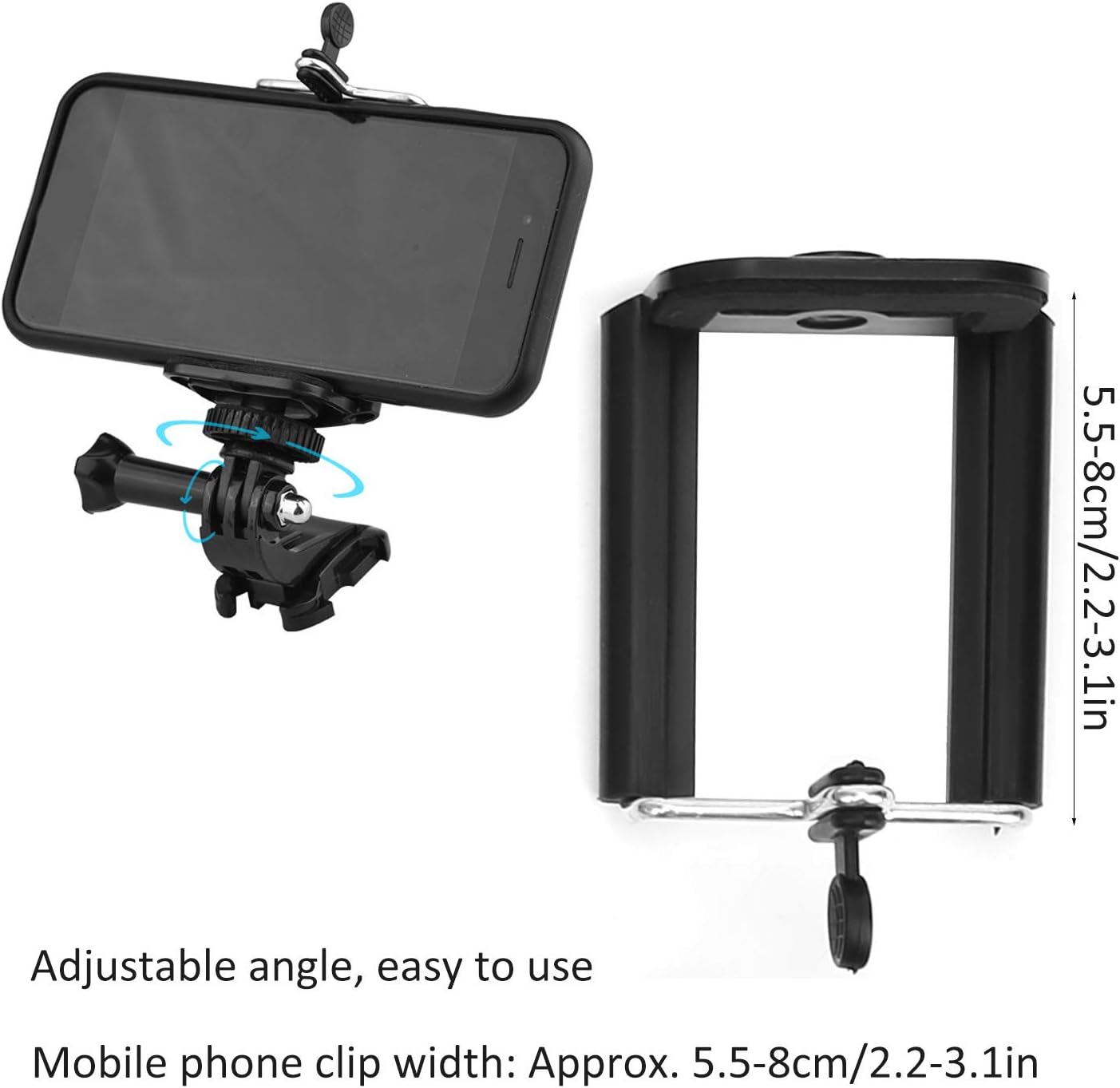 Bindpo Chest Mount for Camera Phone & Black, Adjustable Chest Strap Holder with Clip, Compatible with Smartphone 5.5-8cm/2.2-3.1inches - Image 4