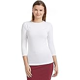 ESTEEZ Women’s Snug‑Fit 3/4 Sleeve High‑Neck Layering Tee – Soft Cotton‑Spandex