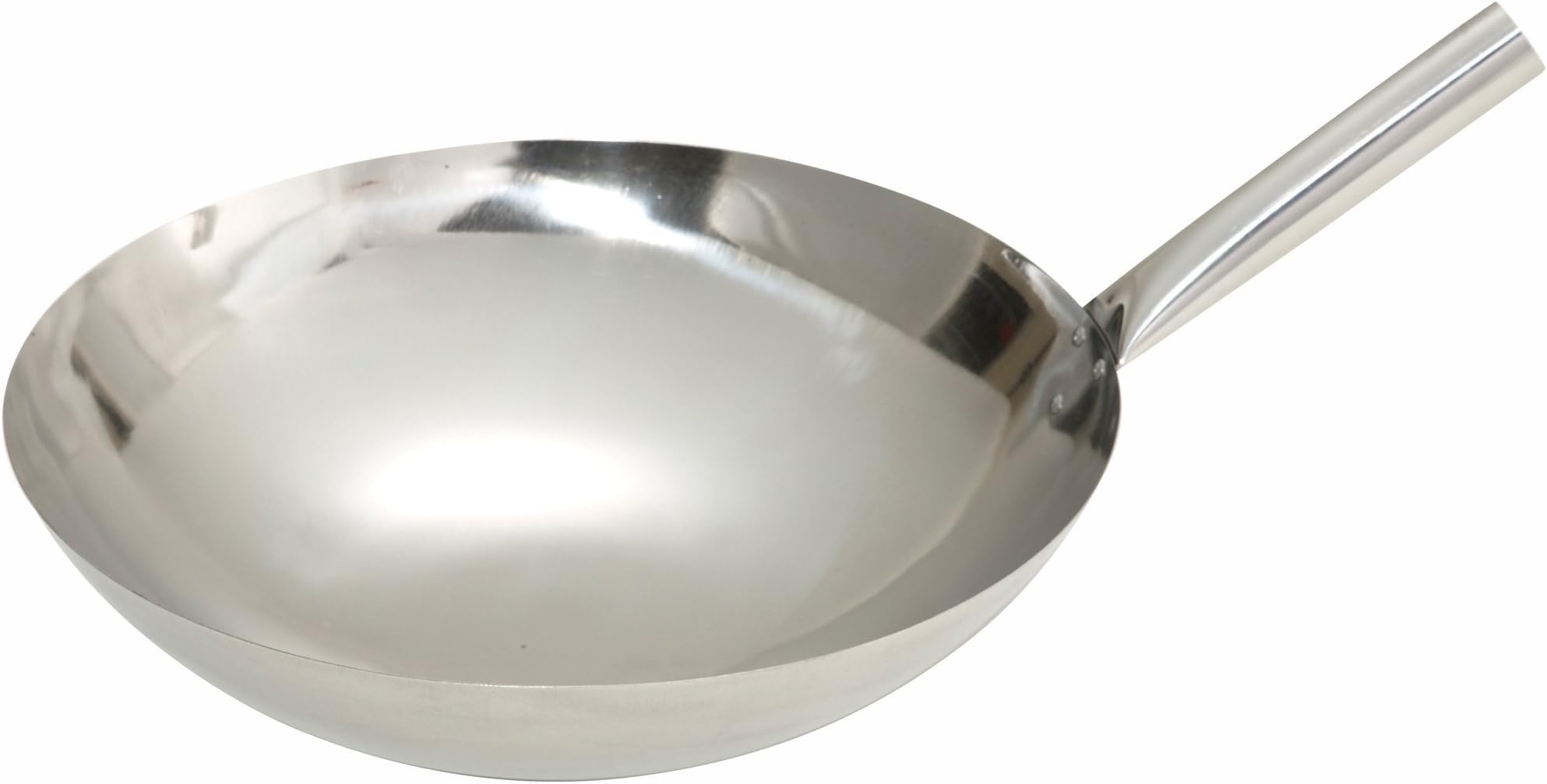 WincoStainless Steel Wok with Riveted Joint Handle, 16-Inch