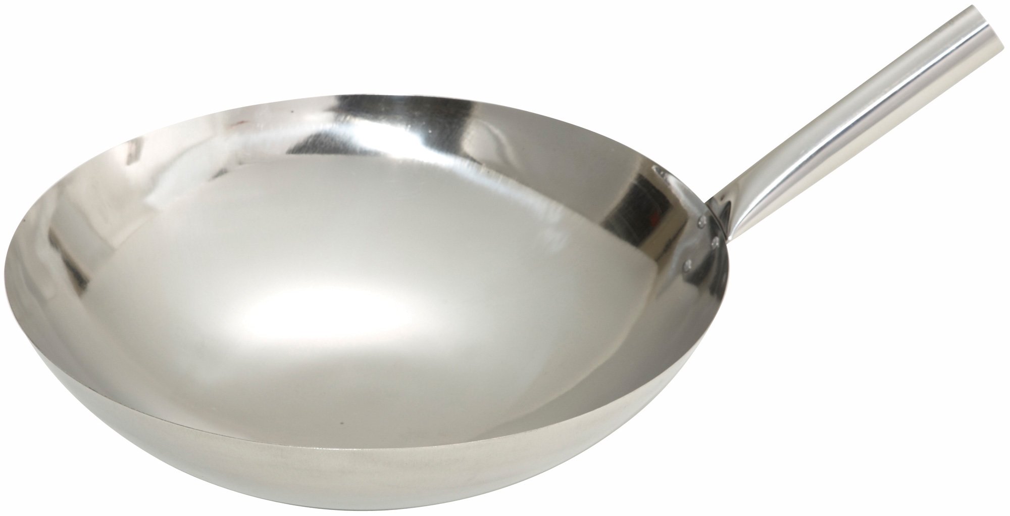 WincoStainless Steel Wok with Riveted Joint Handle, 16-Inch
