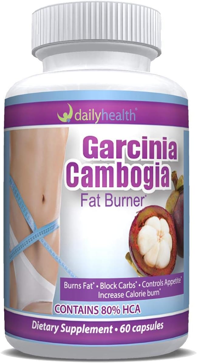Daily Health, Pure Garcinia Cambogia 1500mg Extract 80% HCA Natural Weight Loss Management Appetite Suppressant Metabolism Energy Support Supplement No GMO Fillers 60 Vegetable Capsules