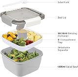 Greentainer 52 OZ to Go Salad Container Lunch Box BPA-Free 3-Compartment Grey view 2