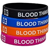 ZENRUIMING 4 Medical Alert Blood Thinner Silicone Bracelet, Blood Thinner Bracelet, adult, Silicone, pink, blue, black, and orange