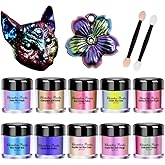 OSBANG 10 Colors Chameleon Mica Powder Color Shift Pigment Powder for Epoxy Resin Painting Soap Making Bath Bombs Candle Making Slime(0.1oz/jar)