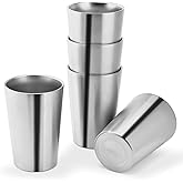 HOEGMST 5 Pack 12 oz Stainless Steel Insulated Cup, Double Wall Vacuum Small Metal Cup, Reusable Camping Cups Unbreakable Indoor Outdoor for Party, Home, Office, BBQ, Sliver