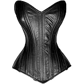 luvsecretlingerie Heavy Duty 24 Double Steel Boned Waist Training LEATHER Overbust Tight Shaper Corset #8585-LE