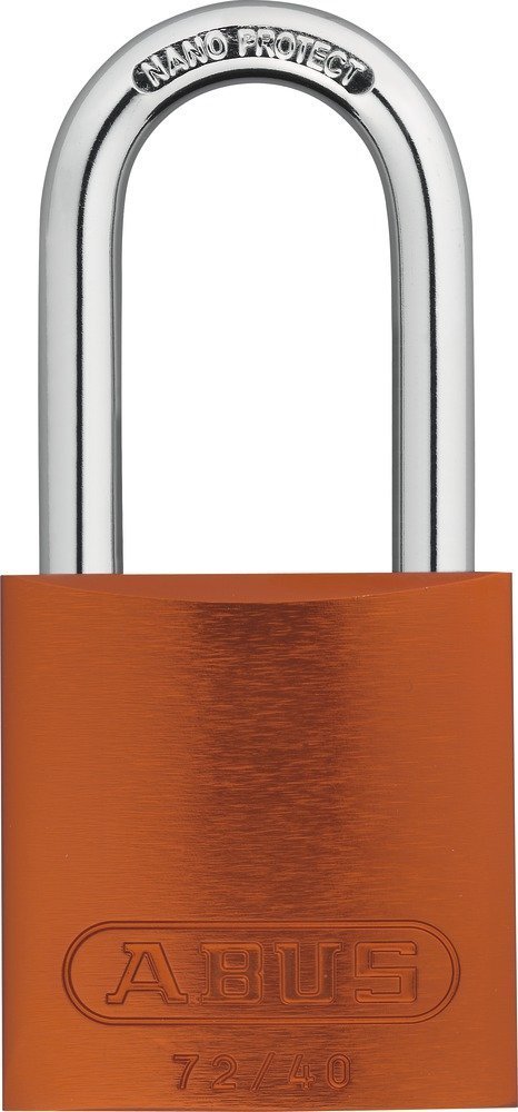 ABUS Padlock 72/40HB40 with high Shackle - Lightweight Titanium Material with high Corrosion Protection - Including 2 Keys - Security Level 6 - Orange — image 1