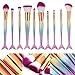 Mermaid Makeup Brush Set Kabuki Makeup Brushes Cosmetics Foundation Blending Brush Beauty Brushes Kit Premium Makeup Brush Concealer Cosmetic Tools - 11Pcs (Multi-color GradientA)