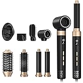 8 in 1 Hair Styler, Patented Design Professional Hot Air Styler High Speed 110000RPM Auto-Wraps Curler Detachable Powerful Blow Dryer Brush for Women Fast Drying, Volumizing, Smoothing