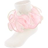 MKYSZLT Girls Ruffle Socks Toddler 4-Layer Big Lace Frilly Dress Socks Turn Cuff Fancy Pageant Sock for Baby Girl Little Kids