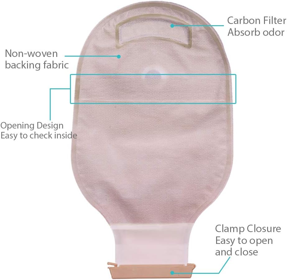 LotFancy 20PCS Ostomy Supplies, Colostomy Bags, One Piece Drainable Pouches with Clamp Closure for Ileostomy Stoma Care, Cut-to-Fit, Pack of 20/Box: Health & Personal Care