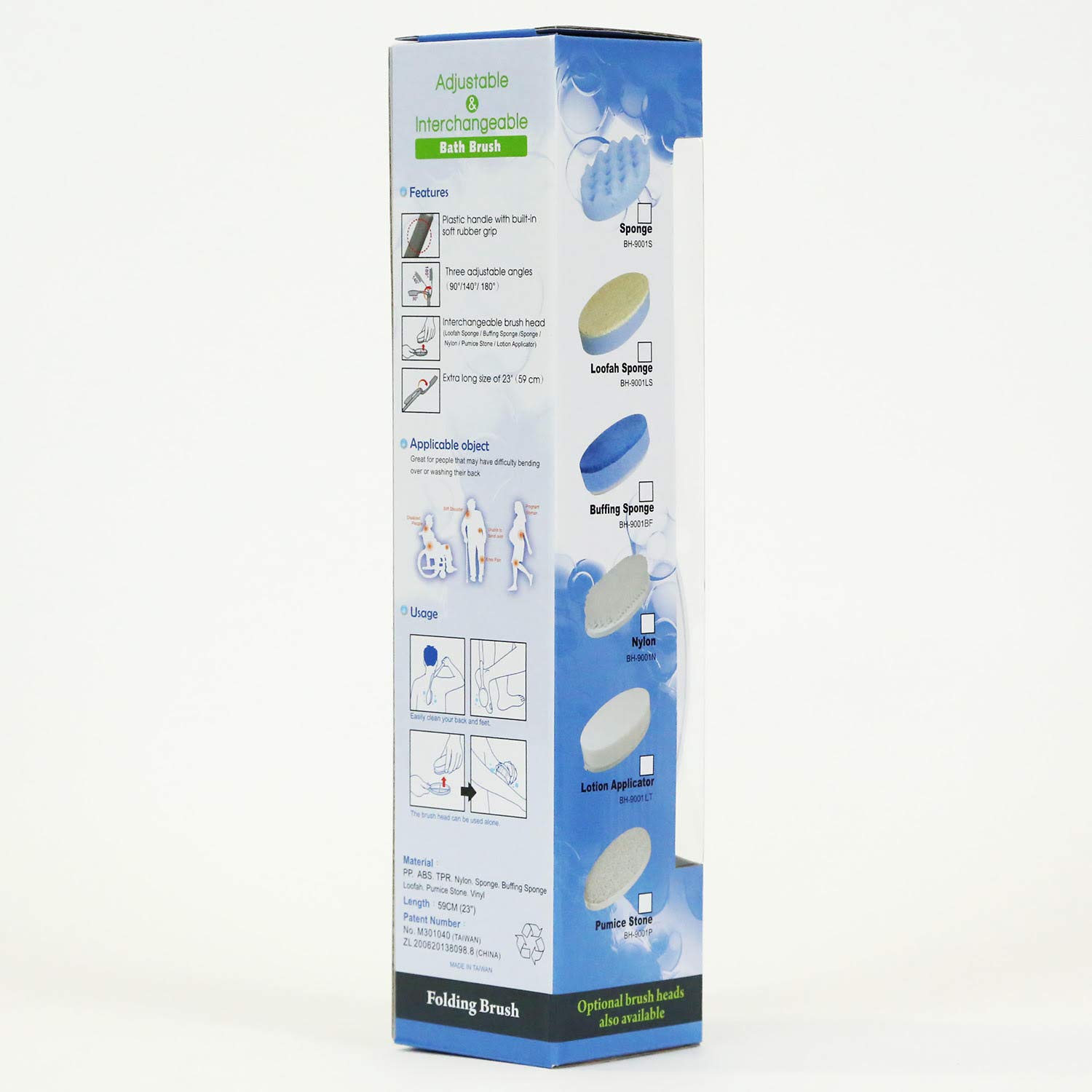 Adjustable Angle Back, Foot, Body Loofah Sponge: Beauty