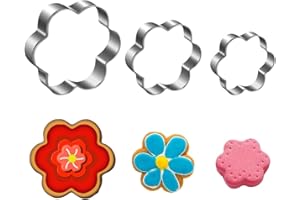 Small​ Flower Cookie Cutters Set - 3 Piece - 2.8”, 2.3”, 1.6”- Stainless Steel Baking Tools for Cookies, Dough, Pastry, Digit