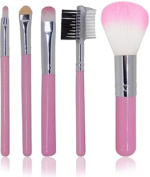 Angelie 5 Pcs Professional Makeup Brush Kit For Girls And Women Pink Pack Of 1