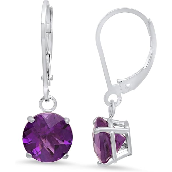 Sterling Silver Amethyst Stud Earrings - Round Cut Solitaire Gemstone Studs For Women & Girls, 4mm 5mm 6mm 7mm Sizes - View #6
