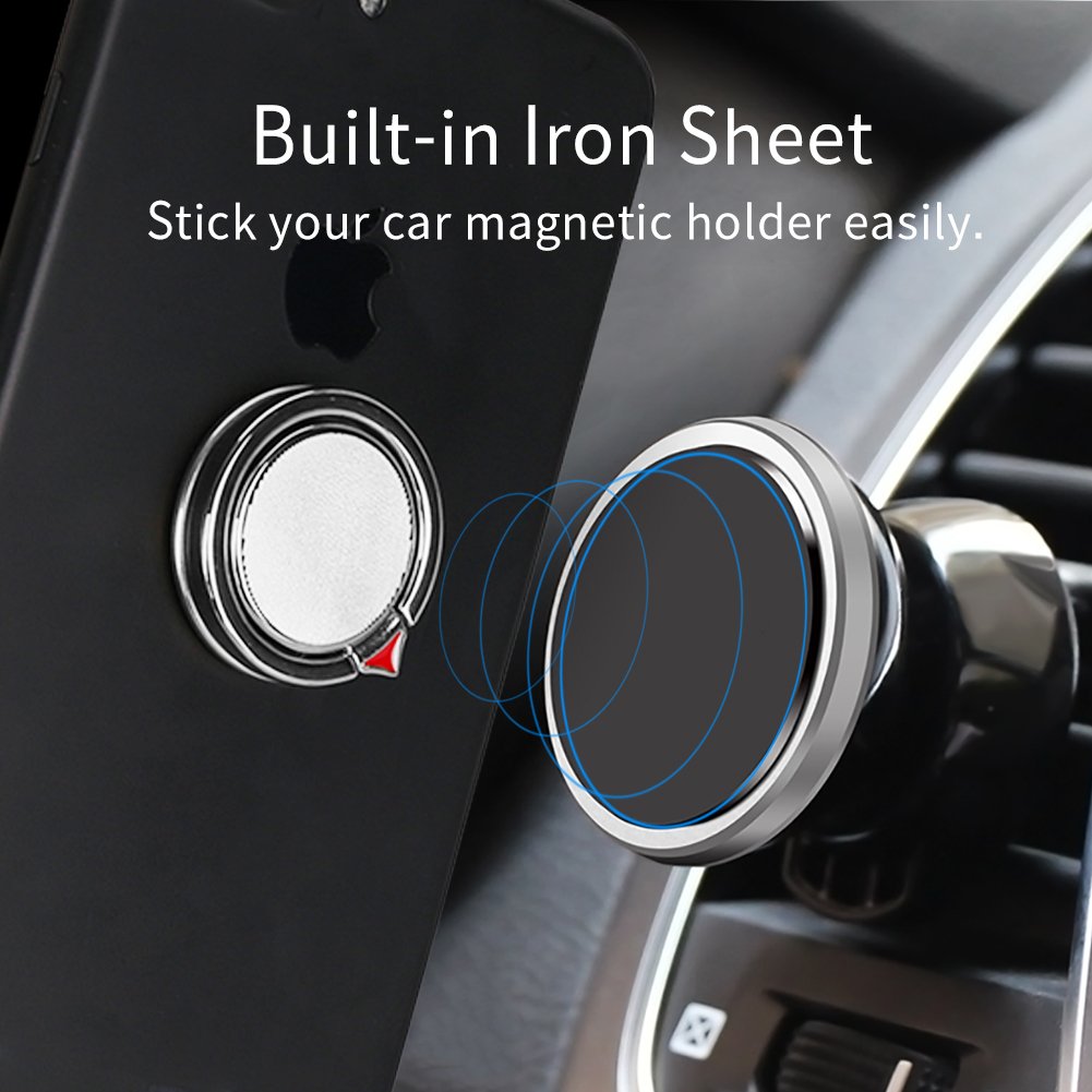 【Gift Ideas】2 in 1 Phone Ring Holder Stand, Casegory Stylish Finger iPhone Ring 360° Zinc Alloy Cell Phone Grip For iPhone X / 8 / 7 / 6 / 5 Samsung Galaxy S8 Ipad Smartphone Tablet (Silver)