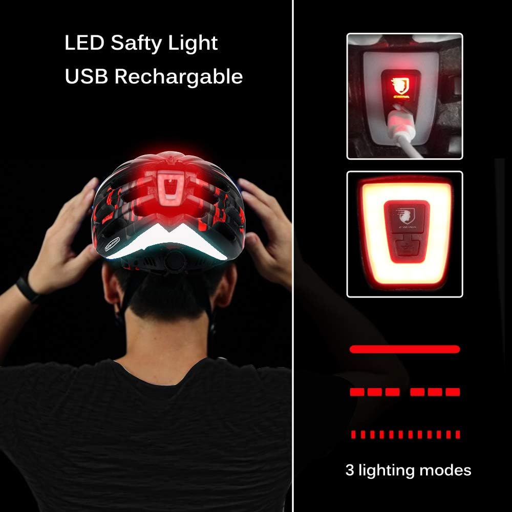 Shinmax Bike Helmet with USB Rechargeable LED Light, Magnetic Goggles & Adjustable Visor - Image 5