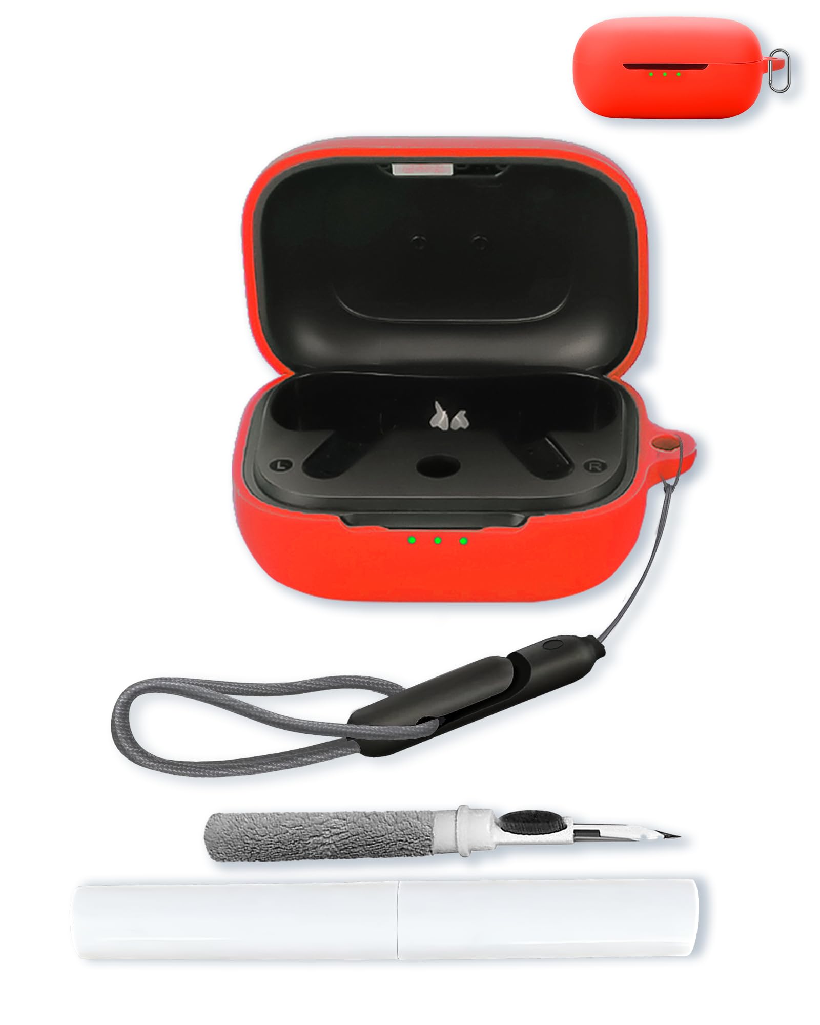 Photo 1 of Silicone Case Compatible with EarFun Air Pro 4 with Keychain,Cleaning Kit and Lanyard, Soft Protective Shockproof Cover for EarFun Air Pro 4?2024?-Red