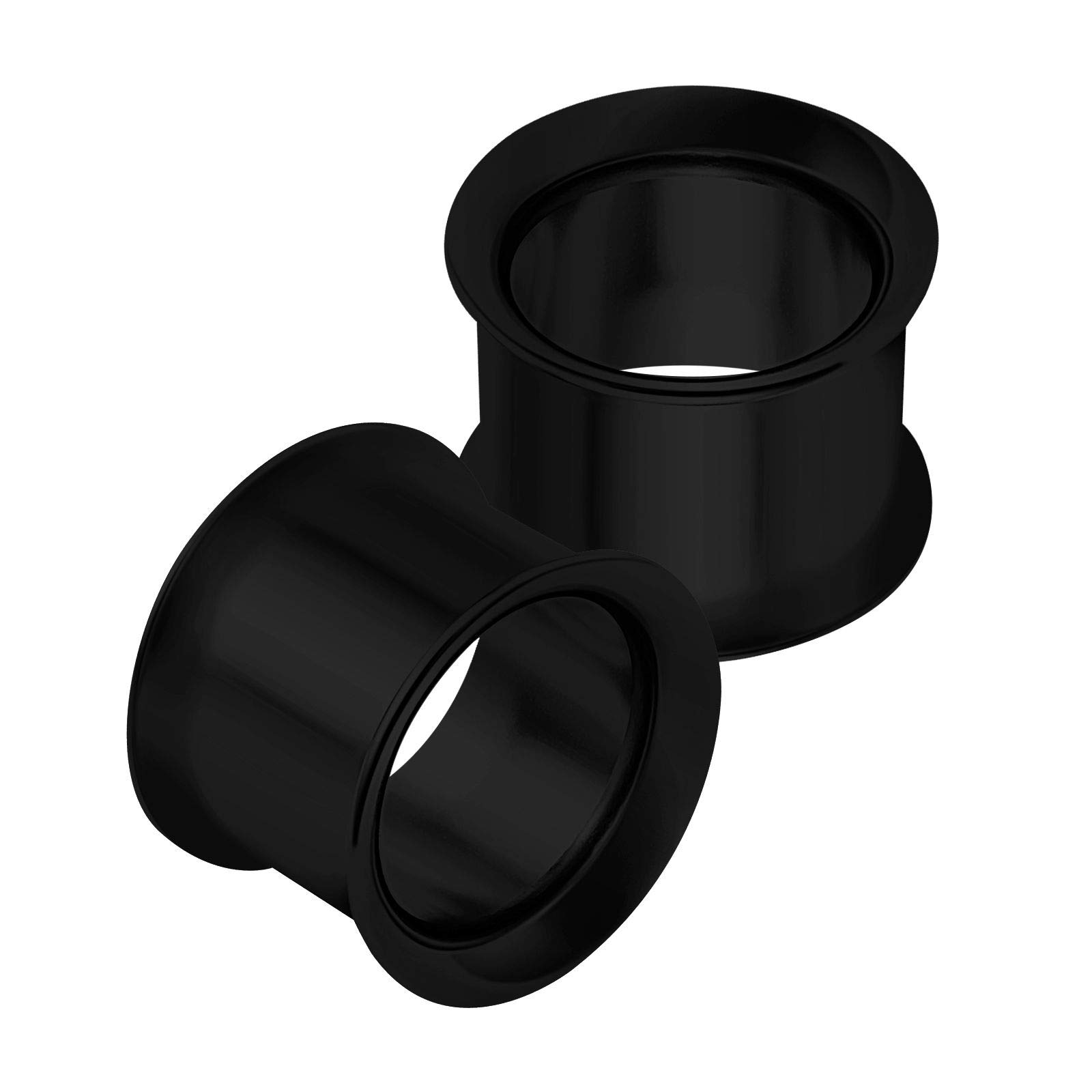 2 x Black Surgical Steel Double Flared Saddle Shaped Ear Stretcher Ear Stretcher Ear Stretcher Ear Stretcher, Stainless steel, steel