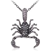 Alilang Antique Silvery Tone Grey Rhinestones Scorpio Scorpion Pendant Necklace
