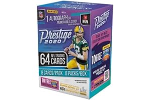 2020 Panini Prestige NFL Football BLASTER box (64 cards/bx incl. ONE Memorabilia or Autograph card)