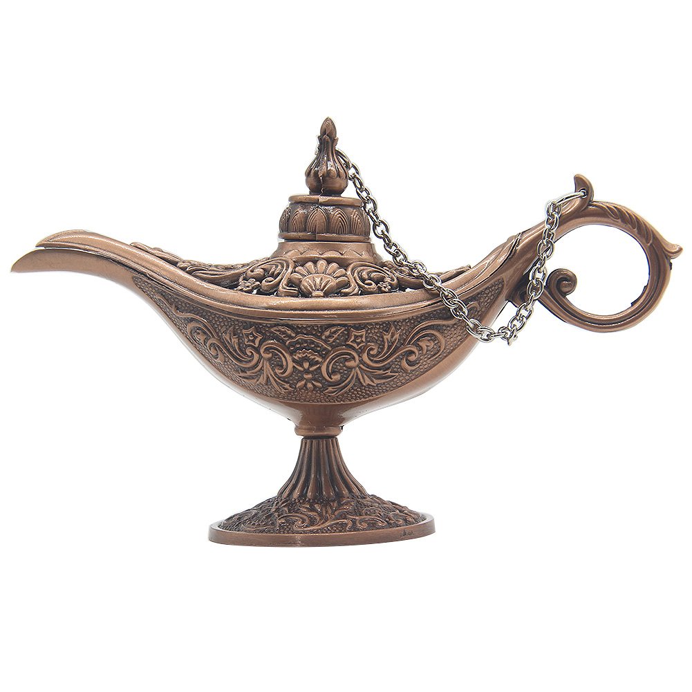 AVESON Classic Vintage Collectable Rare Legend Hollow Aladdin Magic Genie Costume Lamp Home Table Decoration & Gift, Small, Copper