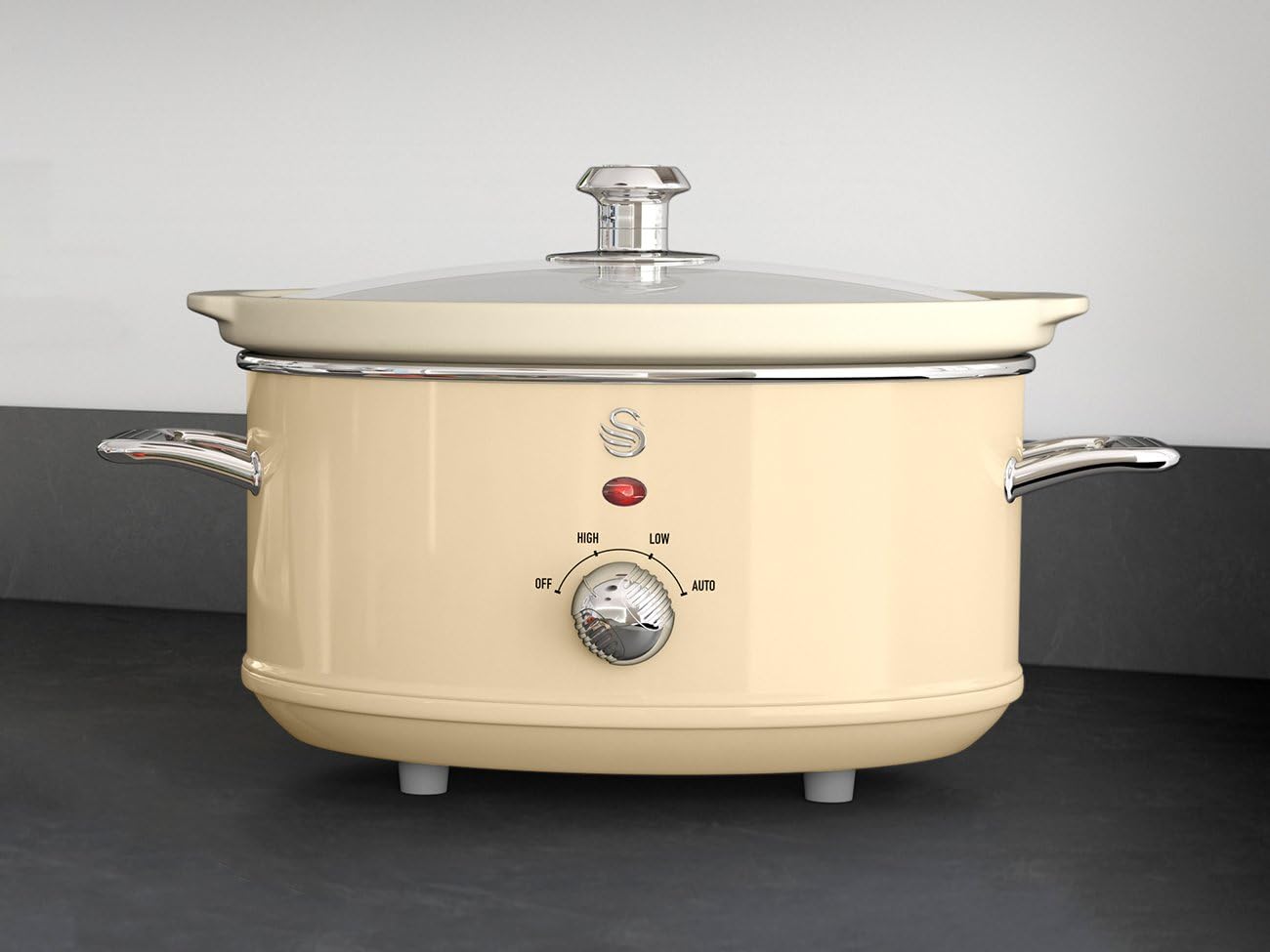 Swan Retro Cream 3.5 Litre Slow Cooker, 3 Temperature Settings, Keep