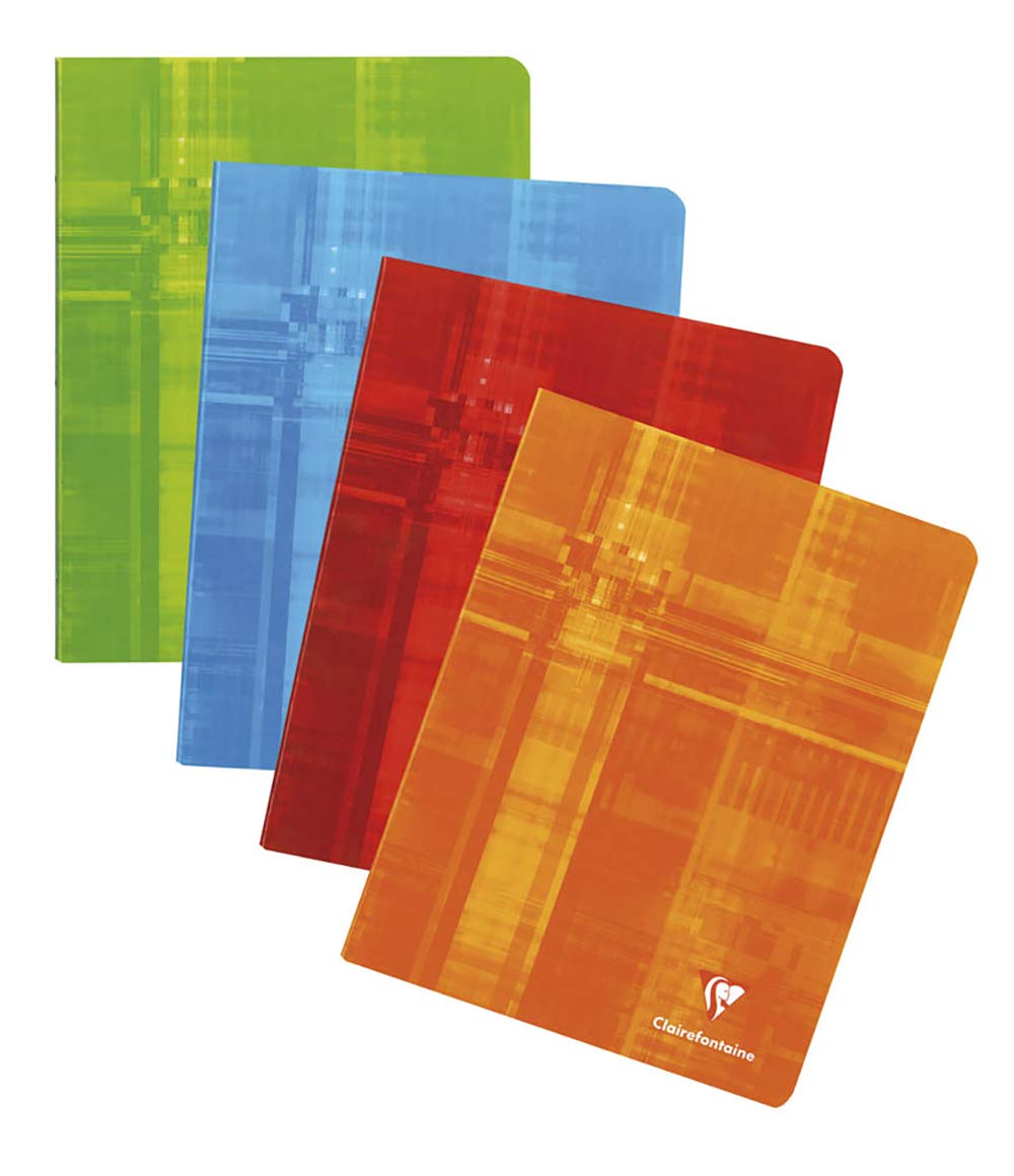 Clairefontaine 392C - One Stapled Notebook - Size: 16.5x21 cm - 120 Small Square Pages with Margin - White Paper 90 g - Laminated Card Cover Random Colour