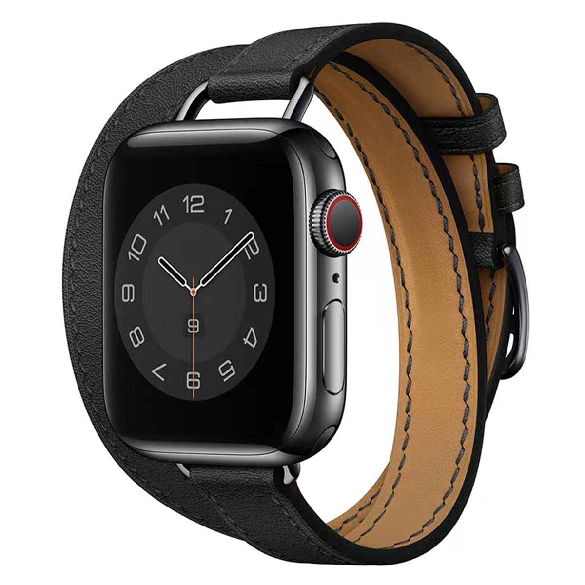 HEYOZURY Compatible con Apple Watch 8 Straps Leather Double Tour Designed Slim 44mm 41mm 45mm 40mm 49mm Leather Genuine Replacement Straps Original for iWatch Series 8/7/6/5/4/3/2/1/SE