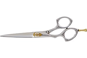 TAMSCO Diamond Offset Handle Shear 6.5-Inch with Removable Finger Rest Semi-Convex Edge Japanese Stainless Steel Left Handed Removable Finger Rest Adjustable Tension Screw