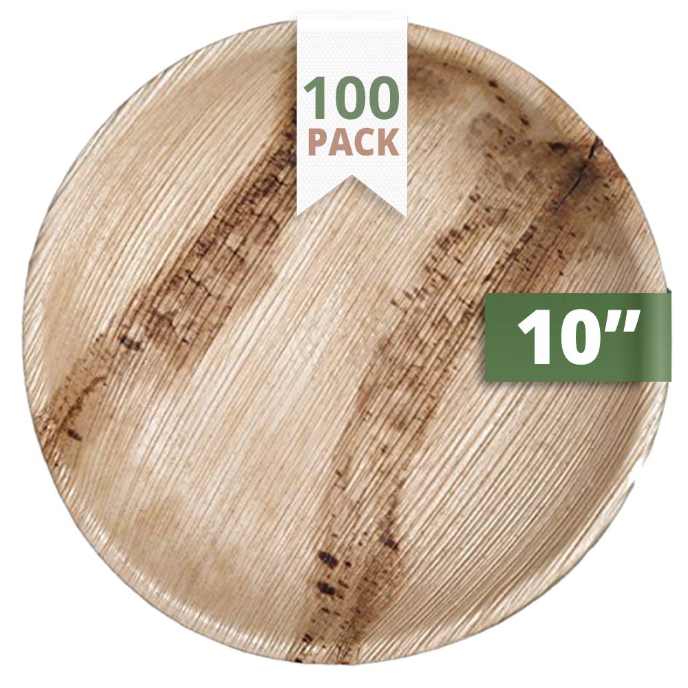 Buy CaterEco 100 Piece Palm Leaf Round 10" Dinner Plates All Natural